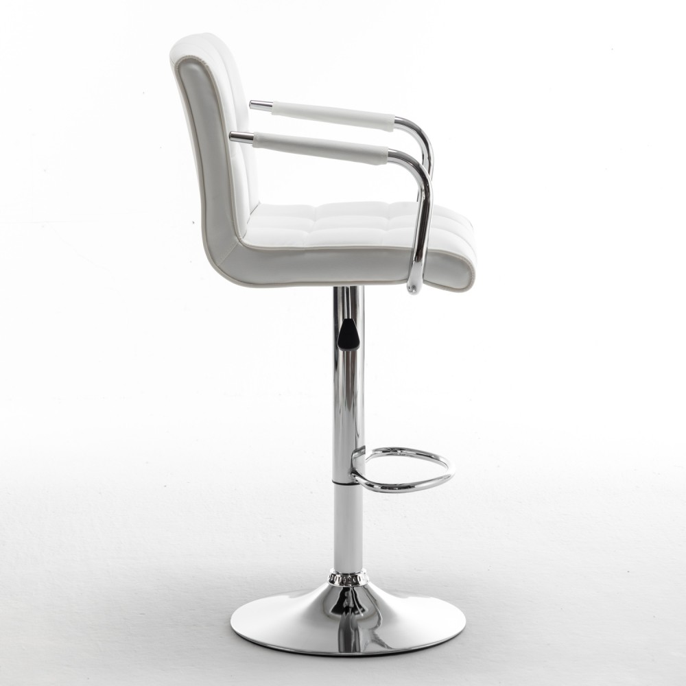 Σκαμπό Bar ArteLibre DOKK Με Πλάτη Πτυσσόμενο Λευκό PU/Μέταλλο 52x56x94-115cm