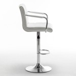 Σκαμπό Bar ArteLibre DOKK Με Πλάτη Πτυσσόμενο Λευκό PU/Μέταλλο 52x56x94-115cm