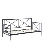 Κρεβάτι Μονό ArteLibre JASMINE Μαύρο Μέταλλο 208x97.6x100cm (Στρώμα 90x200cm)