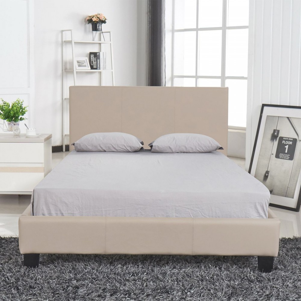 Κρεβάτι ArteLibre AZALEA Capuccino PU 213x131x88cm (Στρώμα 120x200cm)