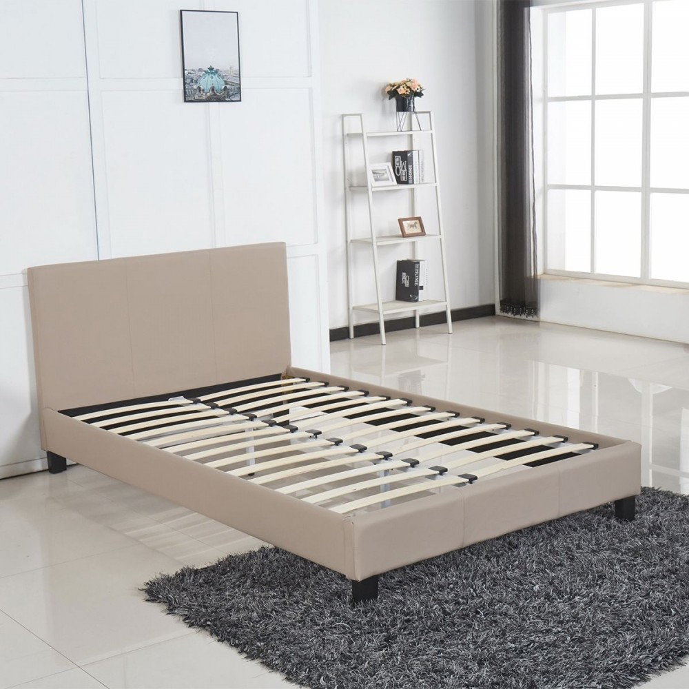 Κρεβάτι ArteLibre AZALEA Capuccino PU 213x131x88cm (Στρώμα 120x200cm)