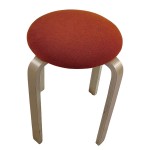 Σκαμπό ArteLibre MILOA Πορτοκαλί/Φυσικό Ύφασμα/Ξύλο 42x42x45cm