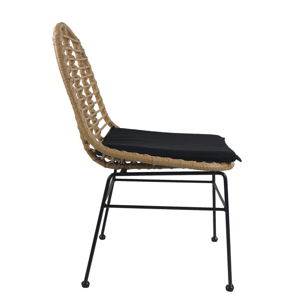 Καρέκλα Κήπου ArteLibre ACCIUS Φυσικό/Μαύρο Μέταλλο/Rattan 49x56x84cm