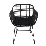 Καρέκλα Κήπου ArteLibre ACTORIUS Μαύρο Μέταλλο/Rattan 57x53x81cm