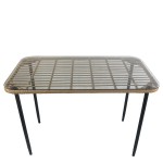 Τραπέζι Κήπου ArteLibre ANNIUS Φυσικό/Μαύρο Μέταλλο/Rattan/Γυαλί 120x70x78cm