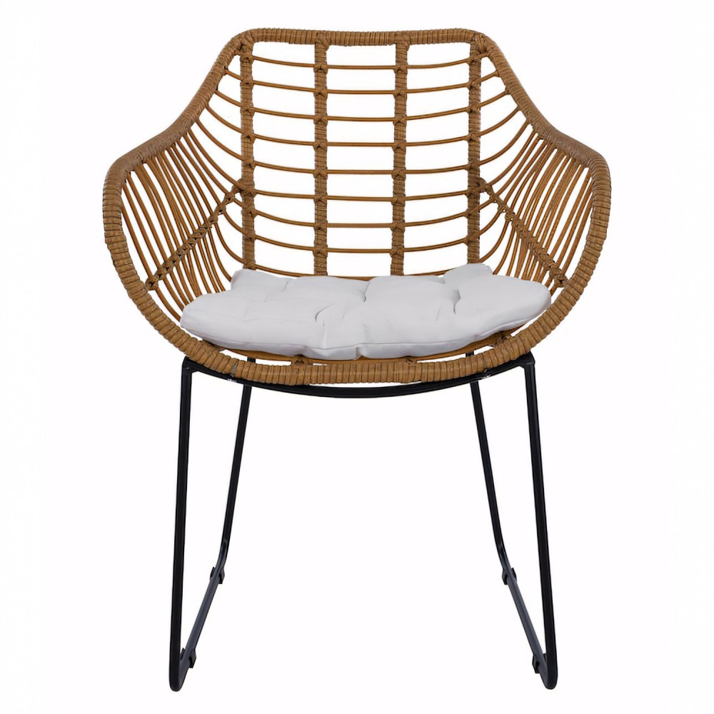 Πολυθρόνα Κήπου ArteLibre ABURIUS Φυσικό/Μαύρο Rattan/Μέταλλο 63x60x83.5cm