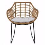 Πολυθρόνα Κήπου ArteLibre ABURIUS Φυσικό/Μαύρο Rattan/Μέταλλο 63x60x83.5cm