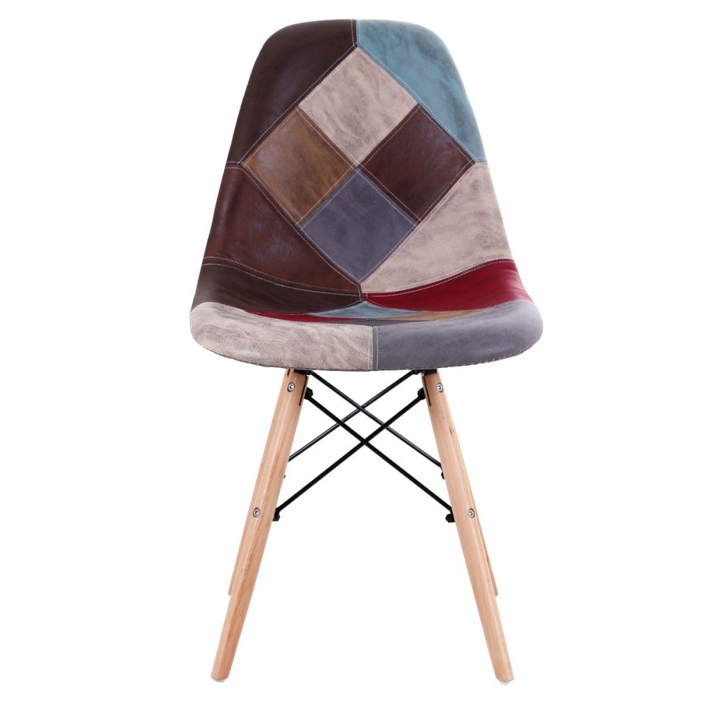 Καρέκλα ArteLibre CORYLOUS Patchwork Microfiber Ύφασμα/Ξύλο 51x46x82cm