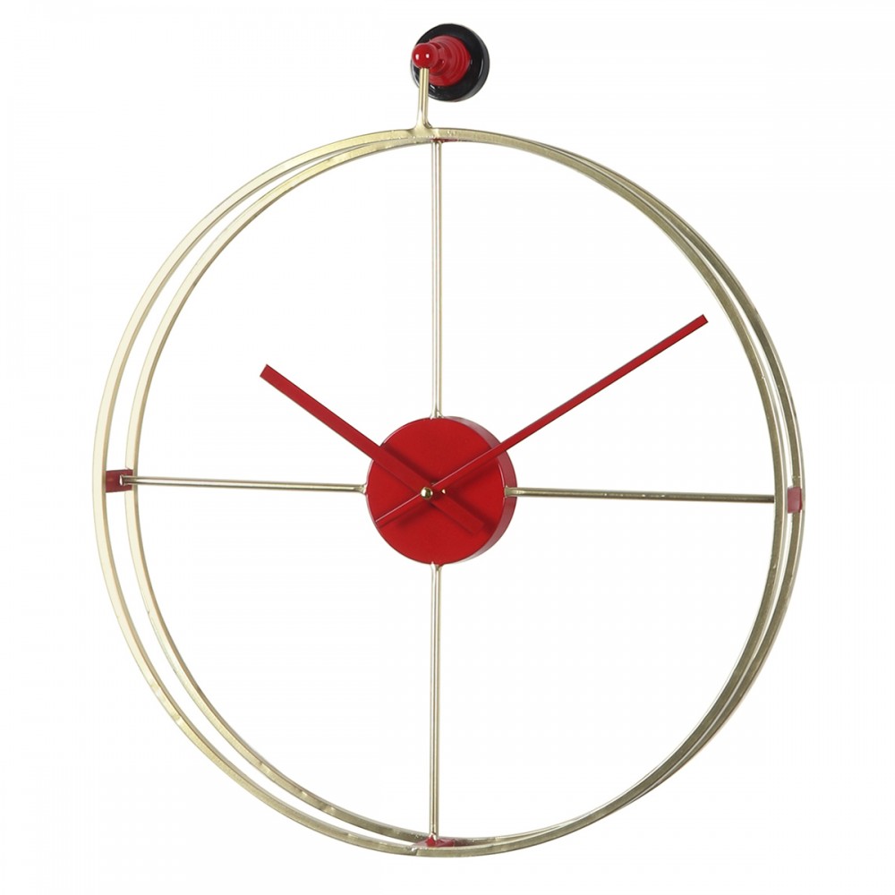 Ρολόι Τοίχου ArteLibre Χρυσό/Κόκκινο Μέταλλο 45.5x53x5.5cm