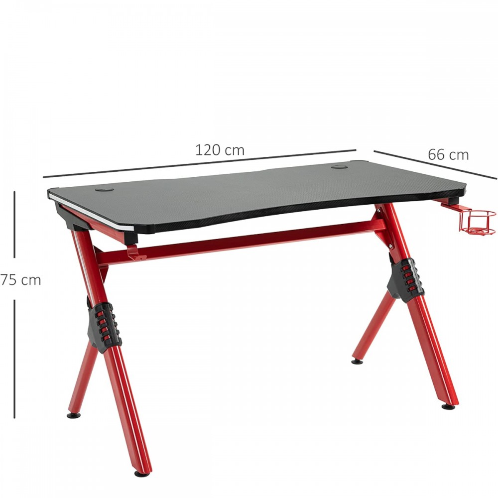 Γραφείο Gaming ArteLibre VADER RGB Μαύρο/Κόκκινο Ξύλο/Μέταλλο 120x65x75cm
