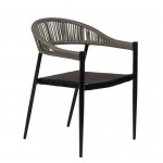 Πολυθρόνα Κήπου ArteLibre LIVINGSTONE Μαύρο/Γκρι Αλουμίνιο/Rattan 56x55x76cm