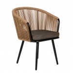 Πολυθρόνα Κήπου ArteLibre LOFOI Μαύρο/Καφέ Αλουμίνιο/Rattan 60x62x81cm