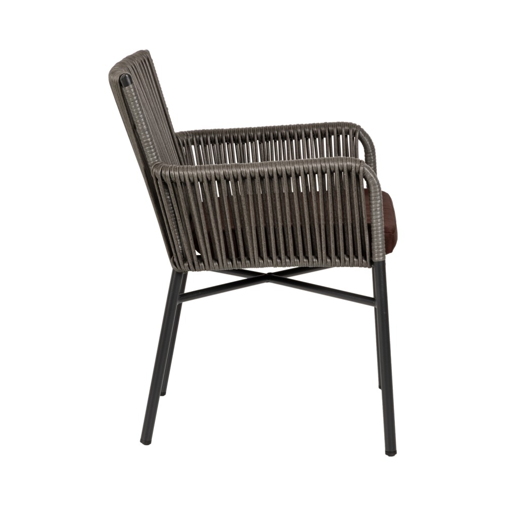 Πολυθρόνα Κήπου ArteLibre BLUENILE Μαύρο/Γκρι Αλουμίνιο/Rattan 55x65x81cm