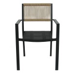 Πολυθρόνα Κήπου ArteLibre HORUS Μαύρο/Καφέ Αλουμίνιο/Rattan 56x58x83cm
