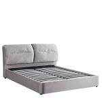 Κρεβάτι Διπλό ArteLibre ACAENA Γκρι Βελούδο 224x182.5x97cm (Στρώμα 160x200cm)
