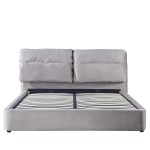 Κρεβάτι Διπλό ArteLibre ACAENA Γκρι Βελούδο 224x182.5x97cm (Στρώμα 160x200cm)