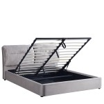 Κρεβάτι Διπλό ArteLibre ACAENA Γκρι Βελούδο 224x182.5x97cm (Στρώμα 160x200cm)