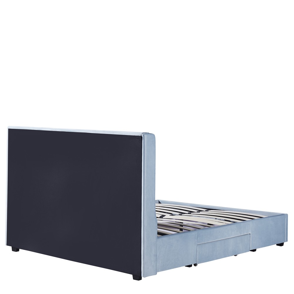 Κρεβάτι Διπλό ArteLibre ANNONA Γαλάζιο Βελούδο 217x175x117.5cm (Στρώμα 160x200cm)