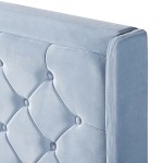 Κρεβάτι Διπλό ArteLibre ANNONA Γαλάζιο Βελούδο 217x175x117.5cm (Στρώμα 160x200cm)