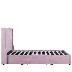 Κρεβάτι Διπλό ArteLibre ANNONA Ανοιχτό Ροζ Βελούδο 217x175x117.5cm (Στρώμα 160x200cm)