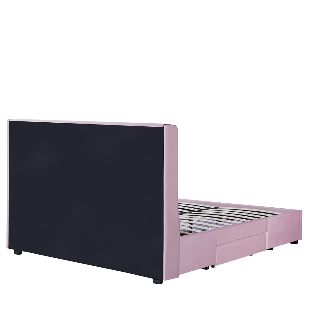 Κρεβάτι Διπλό ArteLibre ANNONA Ανοιχτό Ροζ Βελούδο 217x175x117.5cm (Στρώμα 160x200cm)