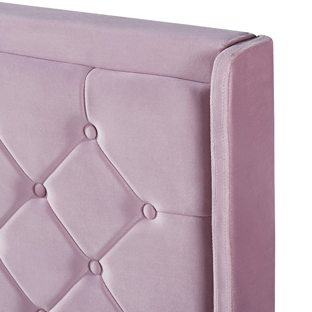 Κρεβάτι Διπλό ArteLibre ANNONA Ανοιχτό Ροζ Βελούδο 217x175x117.5cm (Στρώμα 160x200cm)