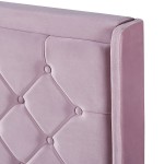 Κρεβάτι Διπλό ArteLibre ANNONA Ανοιχτό Ροζ Βελούδο 217x175x117.5cm (Στρώμα 160x200cm)