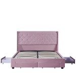Κρεβάτι Διπλό ArteLibre ANNONA Ανοιχτό Ροζ Βελούδο 217x175x117.5cm (Στρώμα 160x200cm)