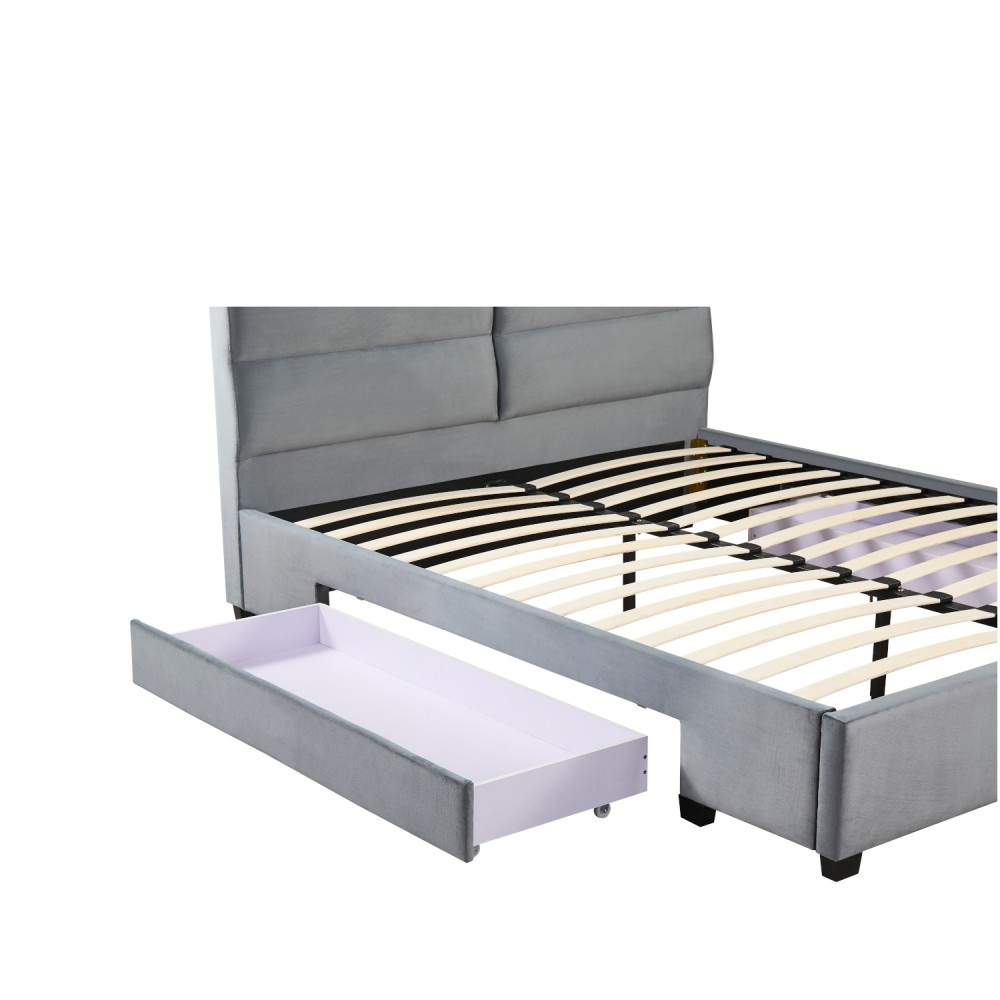 Κρεβάτι Διπλό ArteLibre PRODREAM Γκρι Ύφασμα 217.5x170x95cm (Στρώμα 160x200cm)