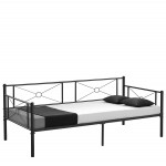 Καναπές Κρεβάτι ArteLibre CIMARRON Μαύρο Μέταλλο Για Στρώμα 90x190cm