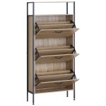 Παπουτσοθήκη ArteLibre ALDERWYN Δρυς/Μαύρο Μοριοσανίδα/Μέταλλο 63x24x141cm