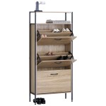 Παπουτσοθήκη ArteLibre ALDERWYN Δρυς/Μαύρο Μοριοσανίδα/Μέταλλο 63x24x141cm