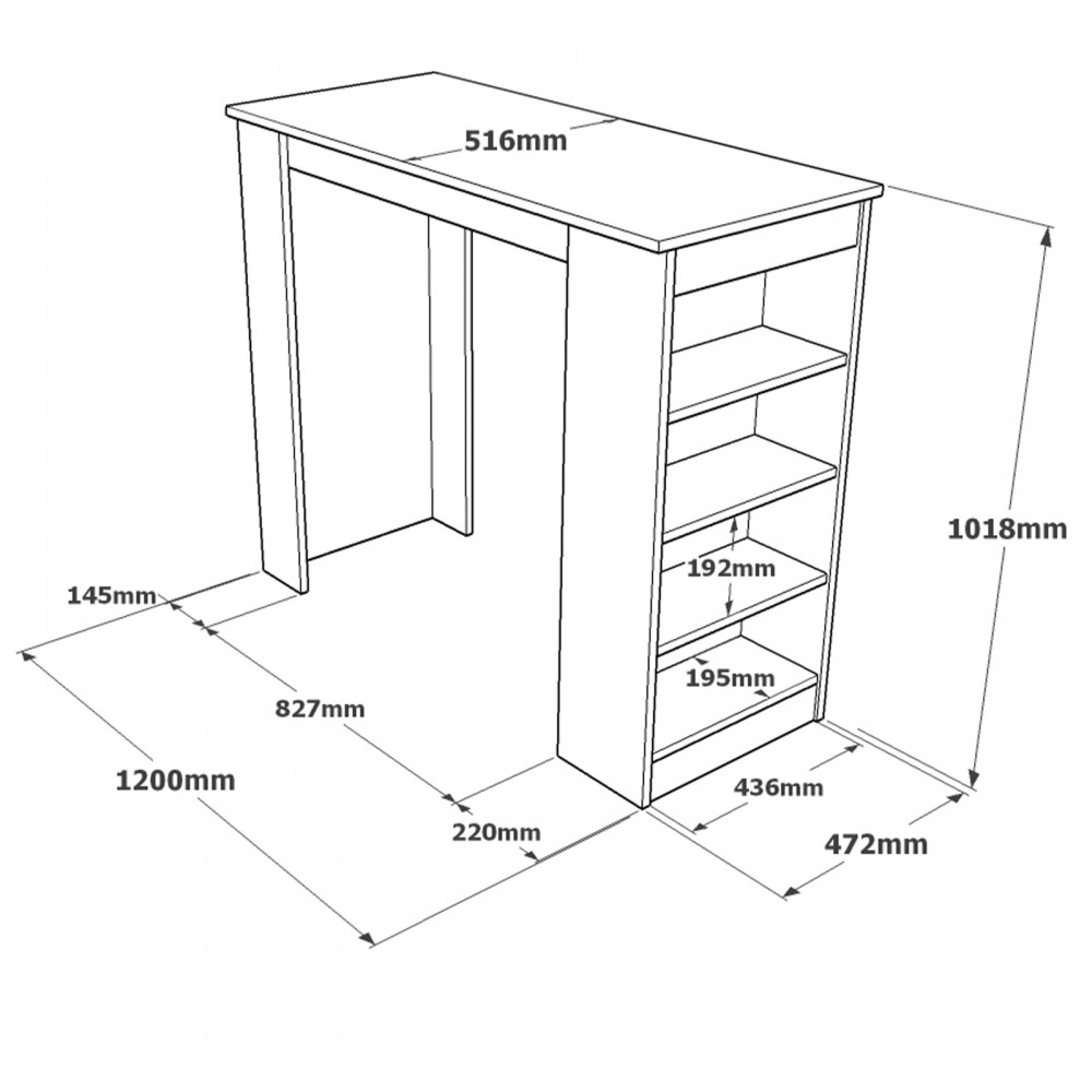 Τραπέζι Bar ArteLibre BROCKLEY Πεύκο/Λευκό Μοριοσανίδα 120x51.6x101.8cm