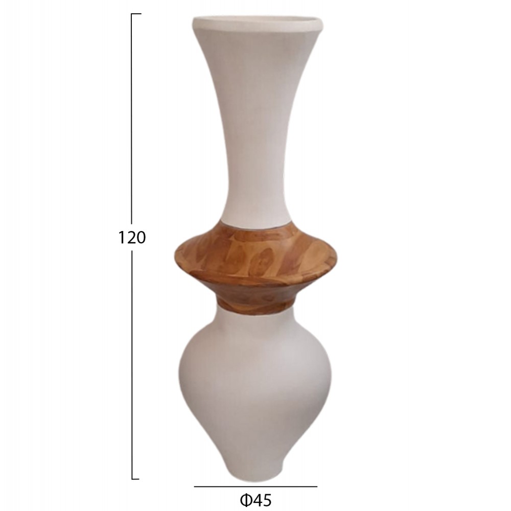 ΔΙΑΚΟΣΜΗΤΙΚΟ ΒΑΖΟ ΔΑΠΕΔΟΥ NEBULA HM4660.02S FIBER CEMENT ΛΕΥΚΟ--ΞΥΛΟ ΤΕΑΚ Φ45x120Υεκ