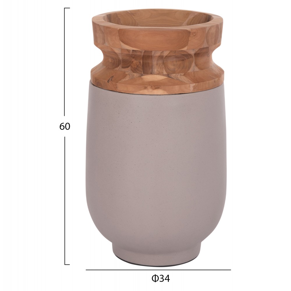 ΔΙΑΚΟΣΜΗΤΙΚΟ ΒΑΖΟ ΔΑΠΕΔΟΥ LINTER HM4662.05S FIBER CEMENT ΓΚΡΙ ΜΑΤ--ΞΥΛΟ ΤΕΑΚ Φ34x60Υεκ