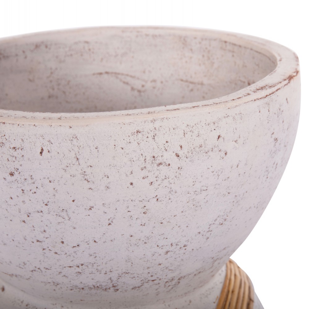 ΔΙΑΚΟΣΜΗΤΙΚΟ ΒΑΖΟ ΔΑΠΕΔΟΥ MAYNARD HM4672.02L FIBER CEMENT ΛΕΥΚΟ--RATTAN Φ32x62.5Υεκ.