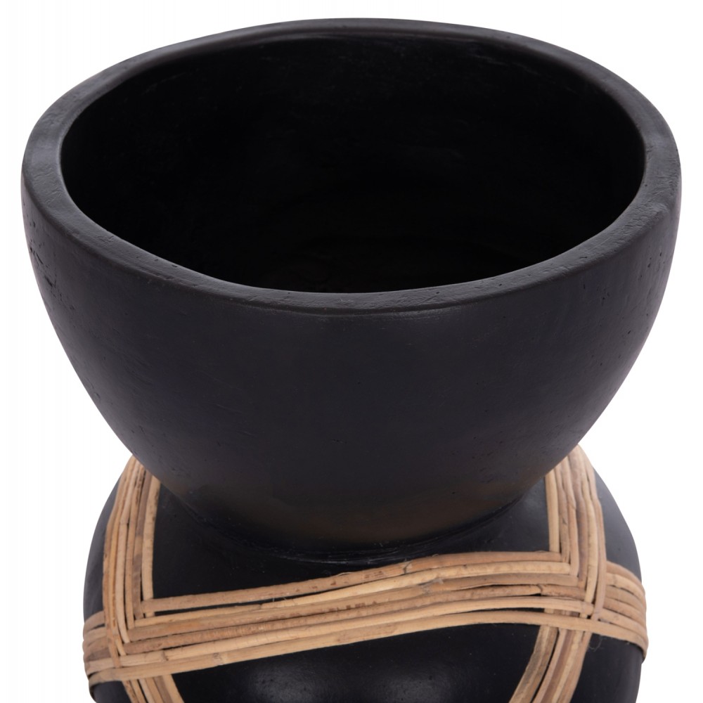 ΔΙΑΚΟΣΜΗΤΙΚΟ ΒΑΖΟ ΔΑΠΕΔΟΥ MAYNARD HM4672.01L FIBER CEMENT ΜΑΥΡΟ-RATTAN Φ32x62.5Υεκ