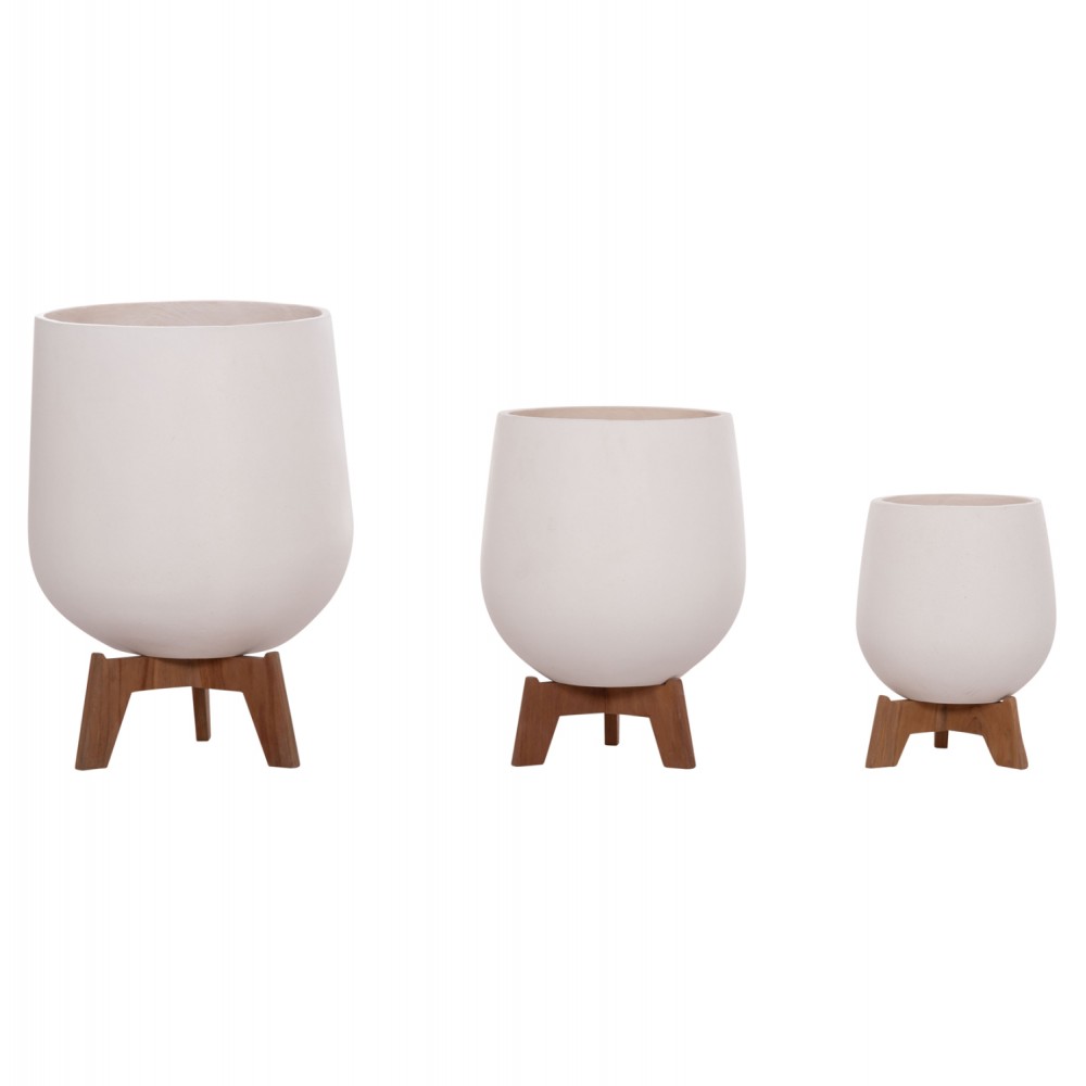 ΣΕΤ 3 ΓΛΑΣΤΡΕΣ ΜΕ TEAK ΒΑΣΕΙΣ TRYLL HM4681.02 FIBER CEMENT ΛΕΥΚΟ