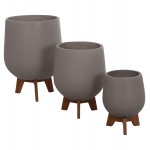 ΣΕΤ 3 ΓΛΑΣΤΡΕΣ ΜΕ TEAK ΒΑΣΕΙΣ TRYLL HM4681.03 FIBER CEMENT--ΓΚΡΙ