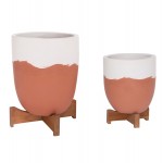 ΓΛΑΣΤΡΕΣ ΣΕΤ 2ΤΜΧ SEON HM4686.08 TERRACOTTA ΣΕ ΛΕΥΚΟ & ΤΕΡΑΚΟΤΑ--TEAK ΒΑΣΗ