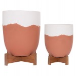 ΓΛΑΣΤΡΕΣ ΣΕΤ 2ΤΜΧ SEON HM4686.08 TERRACOTTA ΣΕ ΛΕΥΚΟ & ΤΕΡΑΚΟΤΑ--TEAK ΒΑΣΗ