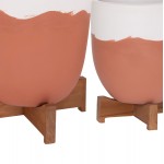 ΓΛΑΣΤΡΕΣ ΣΕΤ 2ΤΜΧ SEON HM4686.08 TERRACOTTA ΣΕ ΛΕΥΚΟ & ΤΕΡΑΚΟΤΑ--TEAK ΒΑΣΗ