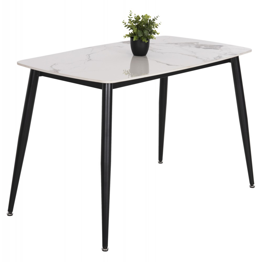 ΤΡΑΠΕΖΙ RAVEN HM9854.01 ΚΕΡΑΜΙΚΟ TOP ΜΑΤ ΛΕΥΚΟ ΜΑΡΜΑΡΟ-ΜΑΥΡΟ ΜΕΤΑΛΛΟ 120x70x73Υεκ.