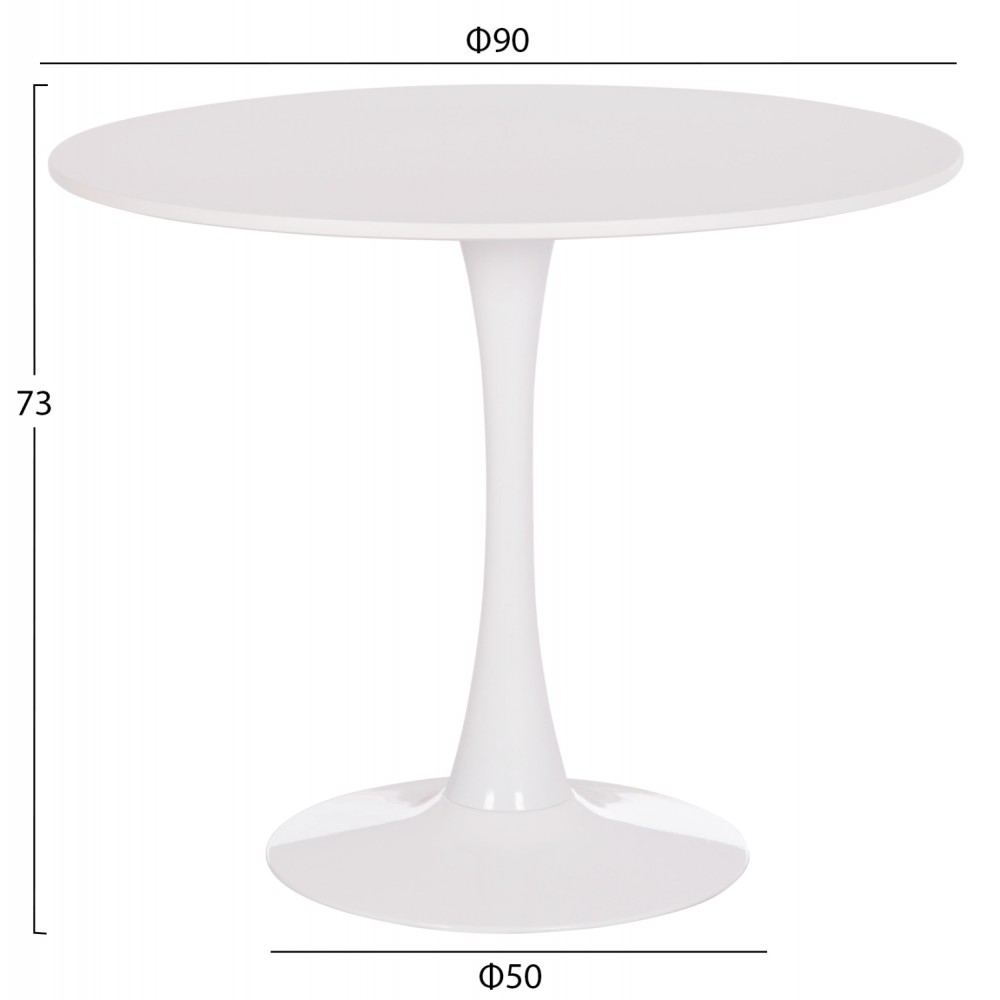 ΤΡΑΠΕΖΙ ΣΤΡΟΓΓΥΛΟ BROLIN HM18141.01 MDF TOP-ΒΑΣΗ ΜΕΤΑΛΛΙΚΗ--ΛΕΥΚΟ Φ90x73Υεκ