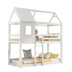 ΠΑΙΔΙΚΗ ΚΟΥΚΕΤΑ ΣΠΙΤΑΚΙ  τ.MONTESSORI HOOD HM705.03 ΞΥΛΟ ΠΕΥΚΟΥ ΣΕ ΛΕΥΚΟ-ΣΤΡΩΜΑΤΑ 190x90εκ
