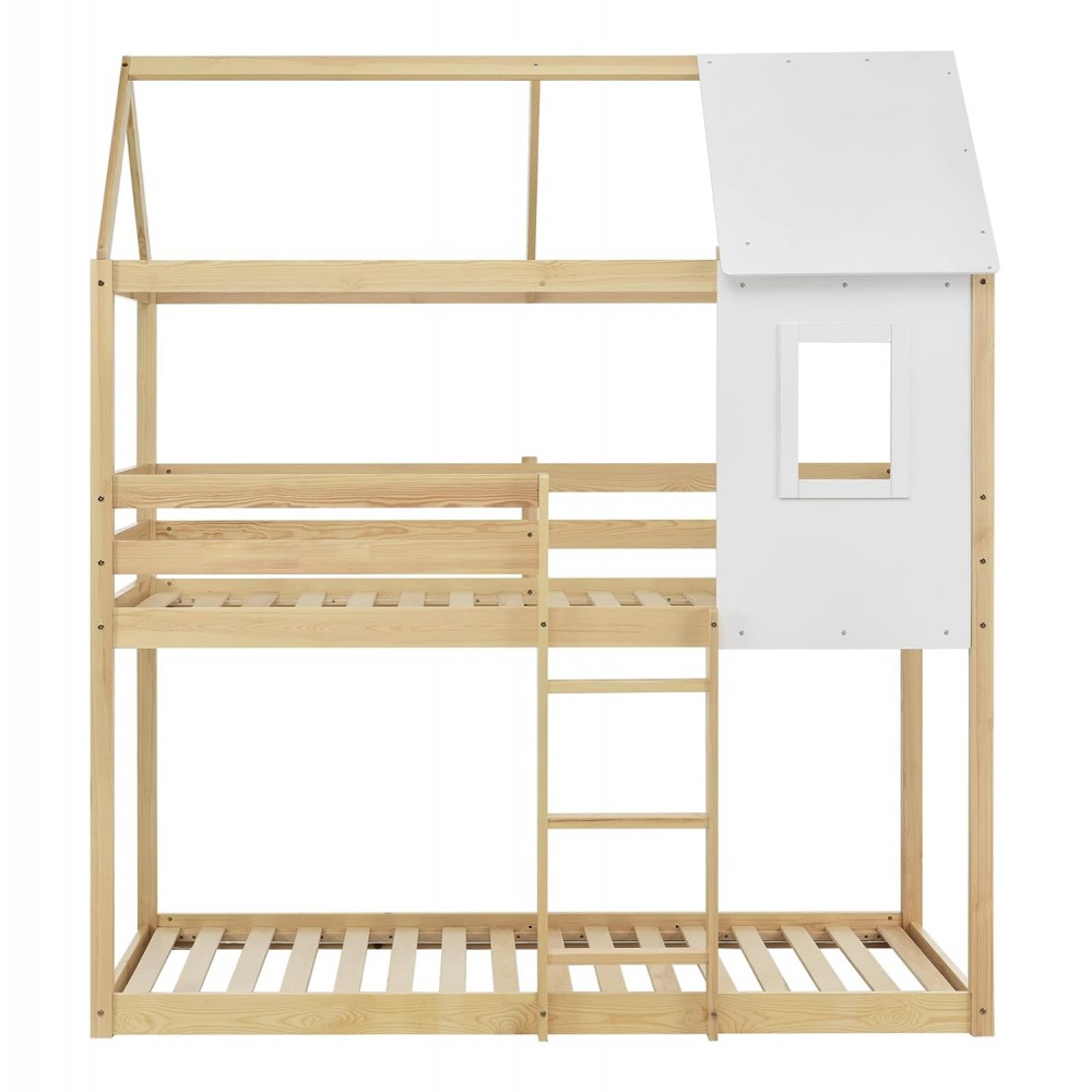 ΠΑΙΔΙΚΗ ΚΟΥΚΕΤΑ ΣΠΙΤΑΚΙ τ.MONTESSORI HOOD HM705.01 ΞΥΛΟ ΠΕΥΚΟΥ ΣΕ ΦΥΣΙΚΟ-ΣΤΡΩΜΑΤΑ 190x90εκ