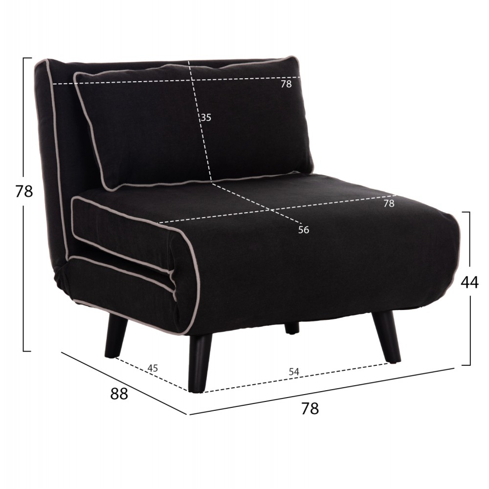 ΠΟΛΥΘΡΟΝΑ ΚΡΕΒΑΤΙ BRAXTON HM8425.03 ΜΑΥΡΟ ΥΦΑΣΜΑ 78x88x78Υεκ.