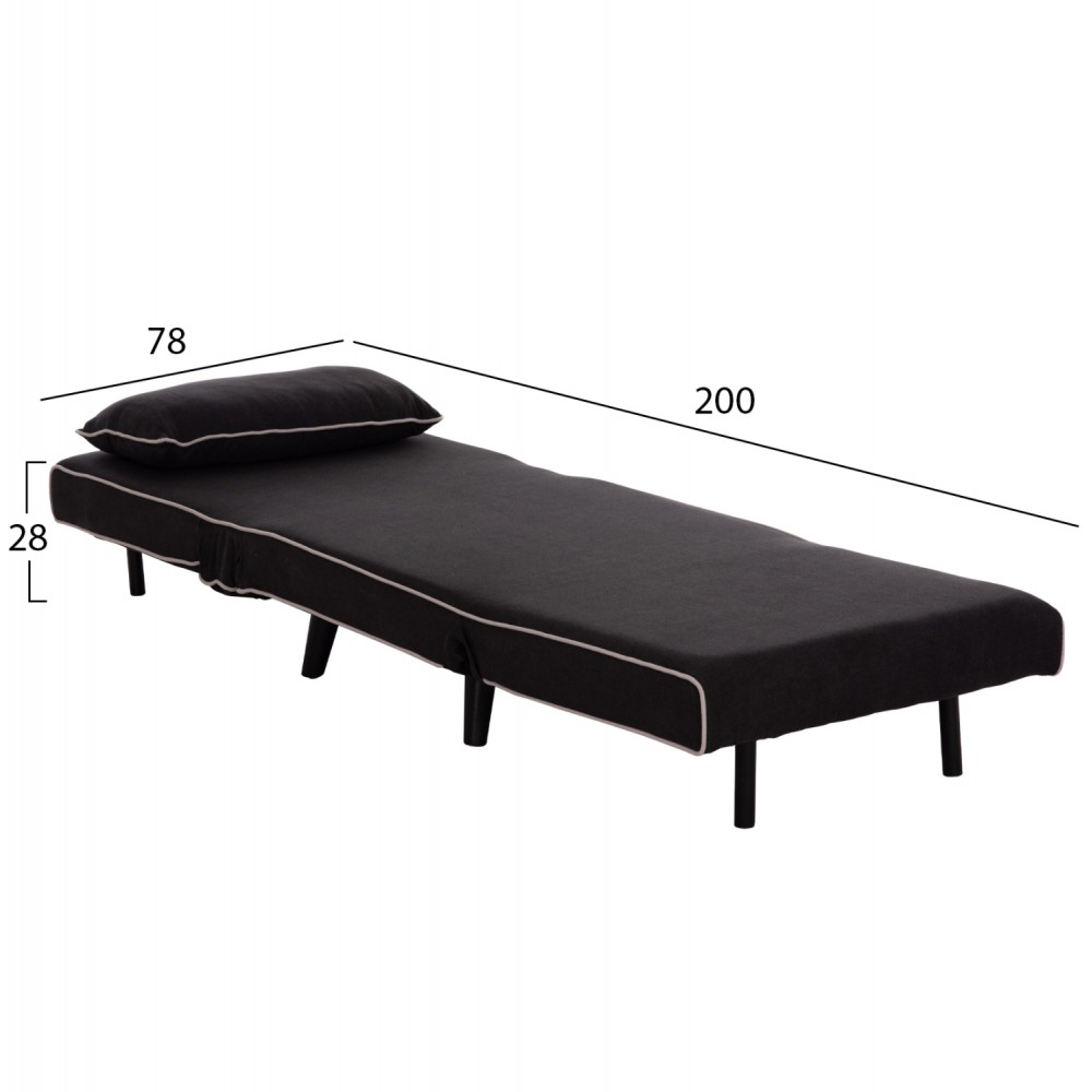 ΠΟΛΥΘΡΟΝΑ ΚΡΕΒΑΤΙ BRAXTON HM8425.03 ΜΑΥΡΟ ΥΦΑΣΜΑ 78x88x78Υεκ.