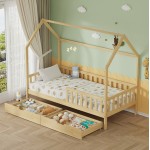ΚΡΕΒΑΤΙ ΠΑΙΔΙΚΟ ΜΕ ΣΥΡΤΑΡΙΑ PHYLLIS HM724.01 τ.MONTESSORI ΦΥΣΙΚΟ 196x97x161Υεκ.