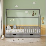 ΚΡΕΒΑΤΙ ΠΑΙΔΙΚΟ ΜΕ ΣΥΡΤΑΡΙΑ PHYLLIS HM724.05 τ.MONTESSORI ΓΚΡΙ 196x97x161Υεκ.